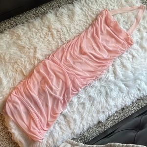 Bodycon sheer blush back zipper dress